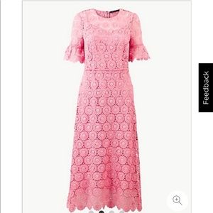 pink long lace dress